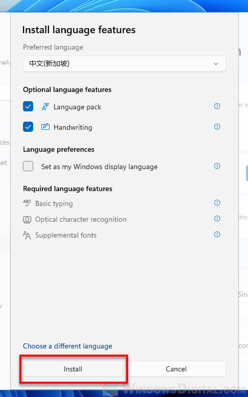 Install Chinese language pack Windows 11