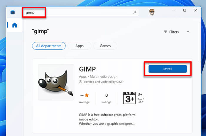 Install GIMP Windows 11