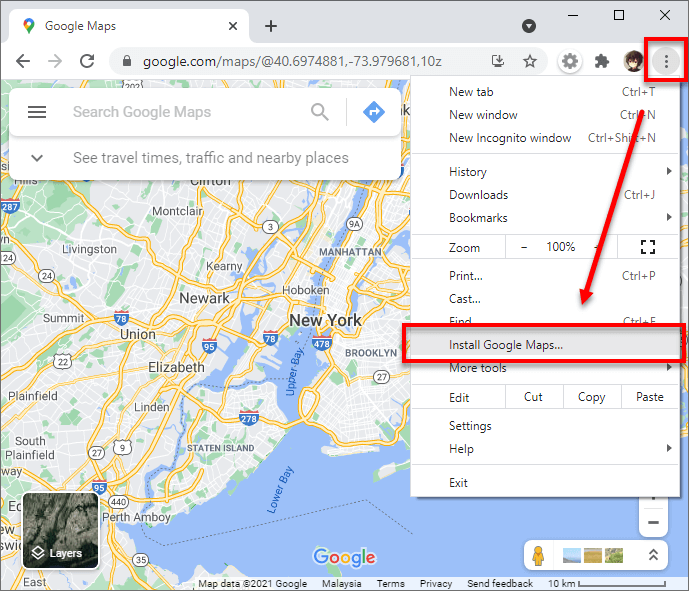 Install Google Maps on Chrome Windows 11 10