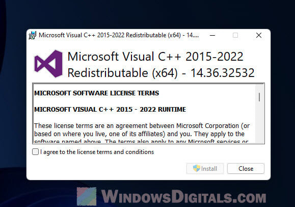 Install Visual C++ Redistributable