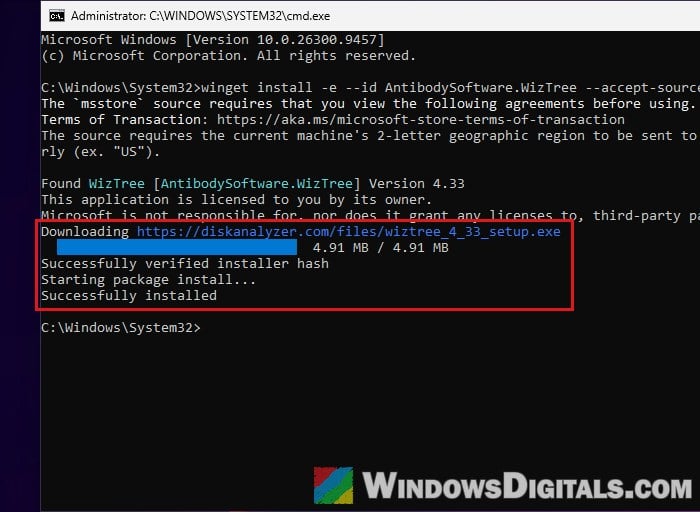 Install WizTree with winget Windows 11