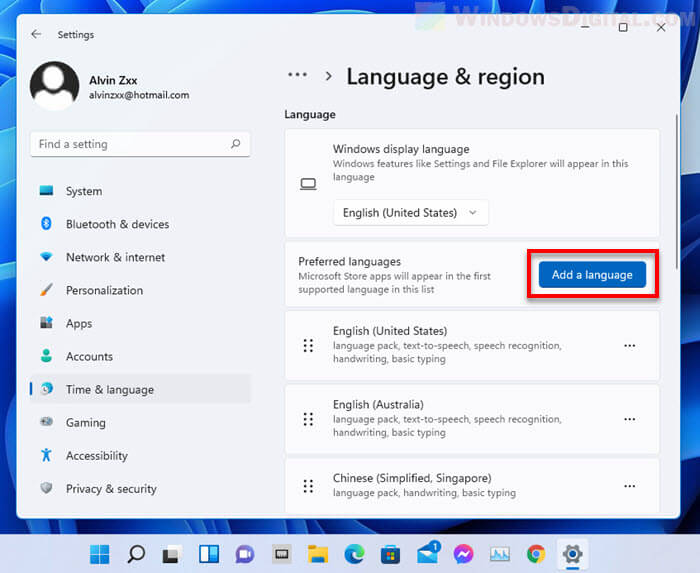 Install a language Windows 11