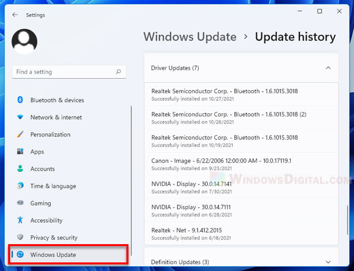 Install driver Windows Update Windows 11
