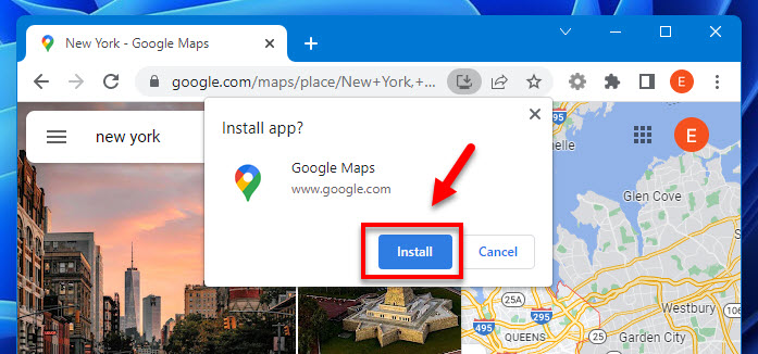 Install web app Google Chrome Windows 11