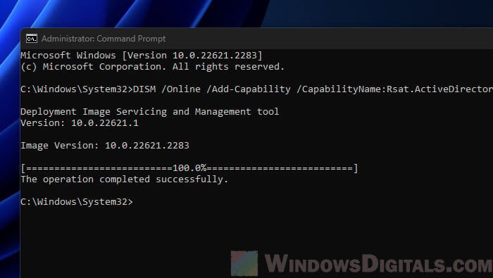 Installing ADUC in Windows 11 10 via CMD