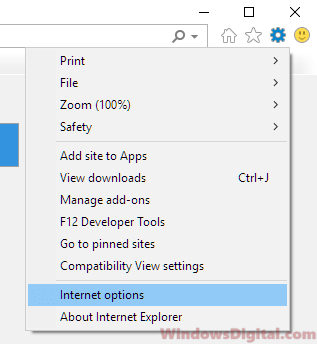 Internet Explorer Internet Options