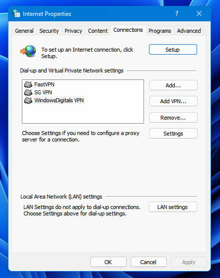 Internet Properties Windows 11