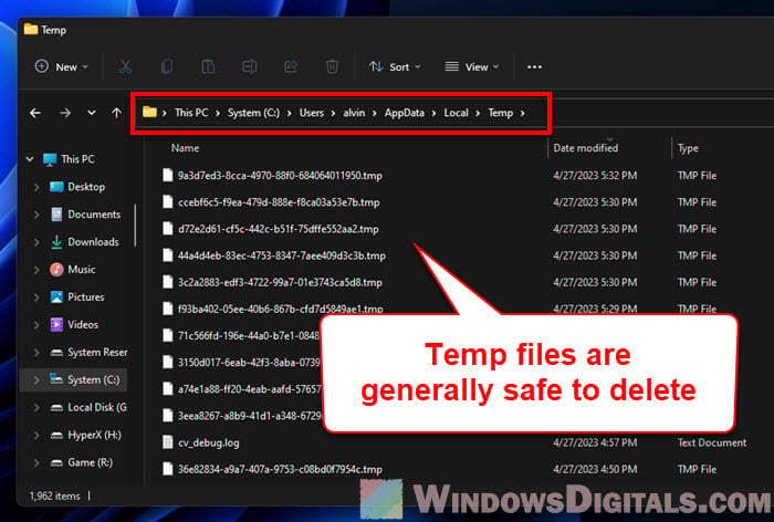 Is it safe to delete files in the AppData folder