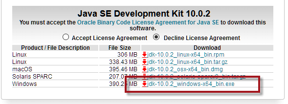 java jdk 1.8 download page