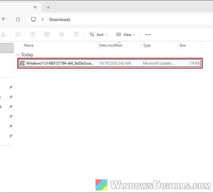 KB5121794 enablement package msu file in Downloads Windows 11