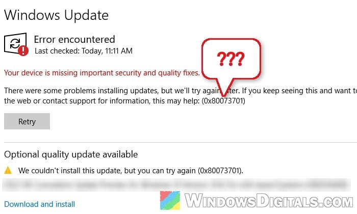 KB5126657 Failed to Install With Error 0x80073701 on Windows 10