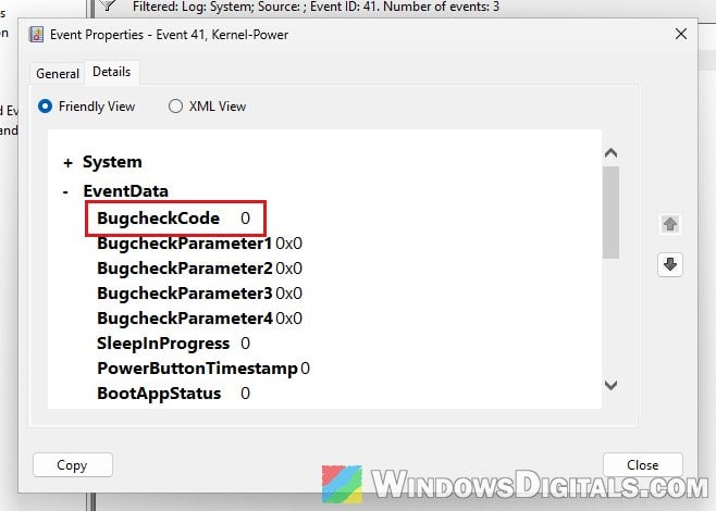 Kernel-Power 41 BugcheckCode 0 event details Windows 11