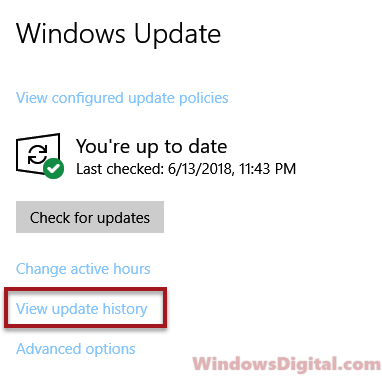View Windows update history