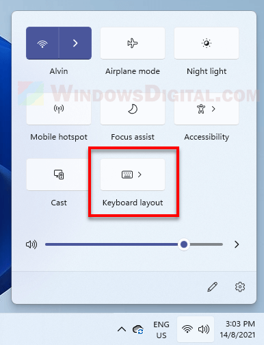 Keyboard layout button on taskbar Windows 11
