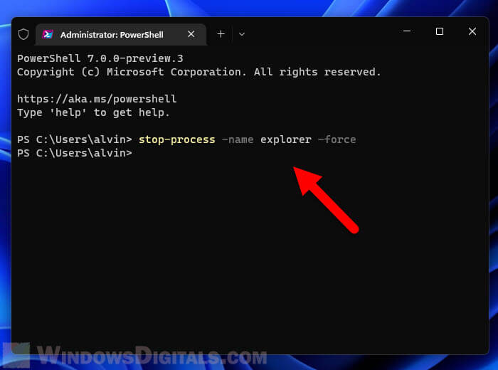 Kill and start explorer using powershell