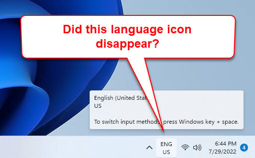 Language Icon Missing From Taskbar Windows 11