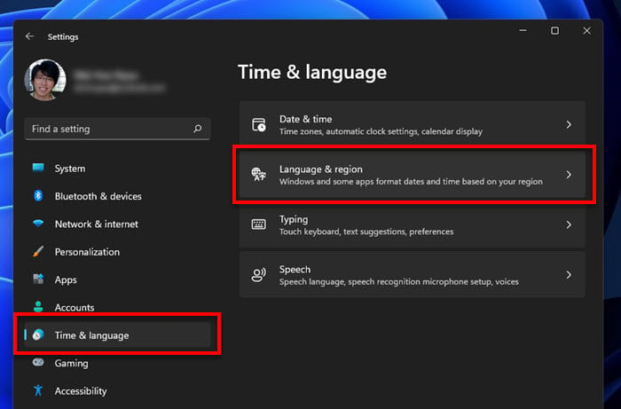 Language and region Windows 11