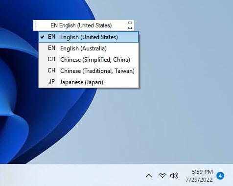 Language bar missing Windows 11
