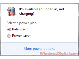 Laptop 0% available Plugged in not charging Windows 10/11