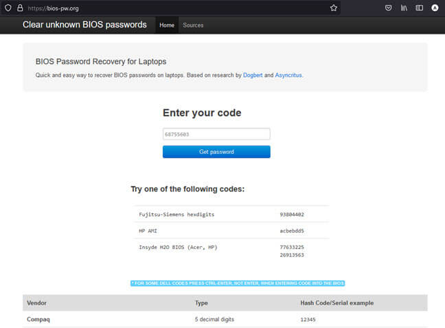 Lenovo laptop backdoor password