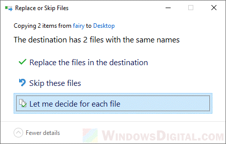 Let me decide for each file copy move paste Windows 10