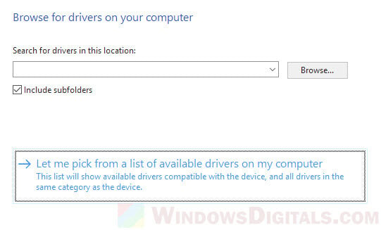 Let me pick from a list of available drivers Windows 11