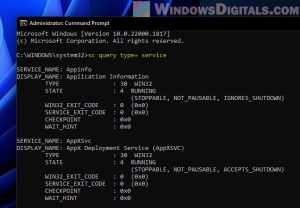 cmd command to delete windows service