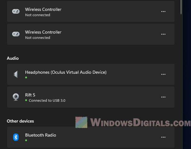 List of Bluetooth devices in Windows 11