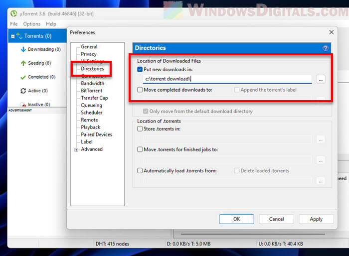 Location of files downloaded by uTorrent