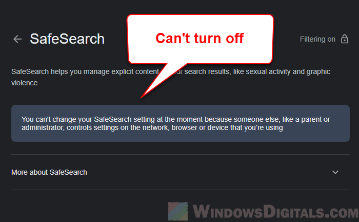 Lock Google SafeSearch Permanently so it can't be turned off