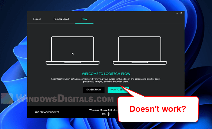 Logitech Flow not working Windows 11