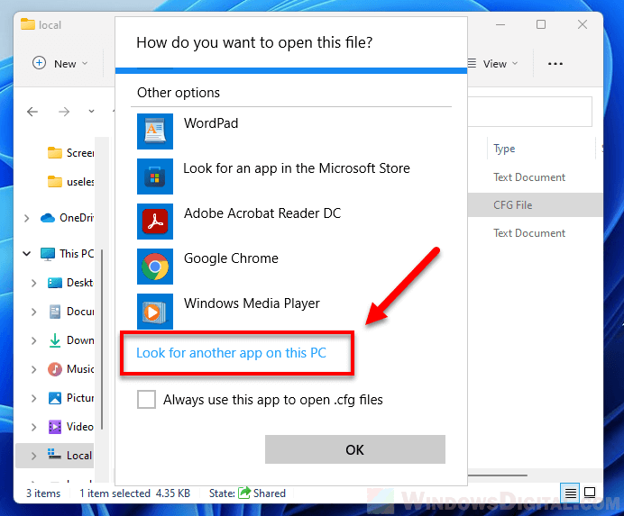Look for another app on this PC Windows 11