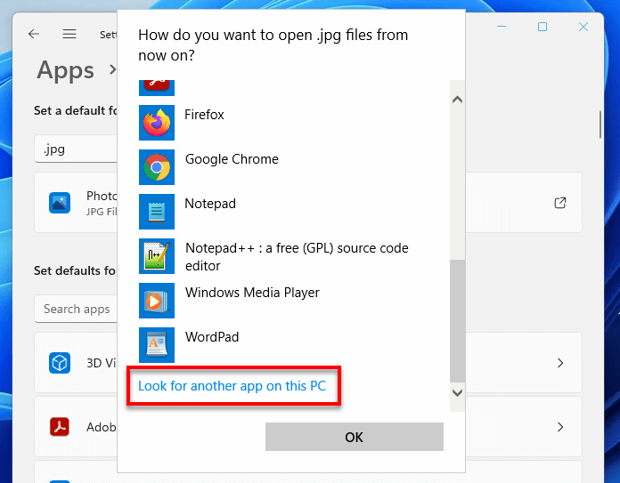 Look for another app on this PC
