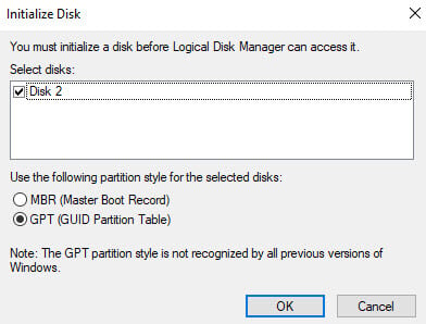 MBR or GPT for SSD initialize format