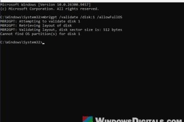 MBR2GPT "Cannot find OS partition(s) for disk 0" in Windows 11 or 10