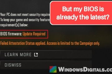 MW4 Says "BIOS Firmware Update Required" but Your BIOS Is Up to Date