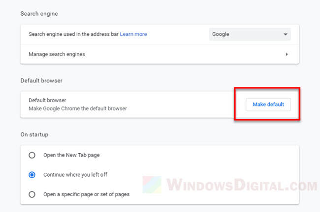 how to make google default search engine windows 11