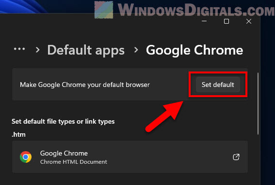 Make Google Chrome your default browser Windows 11