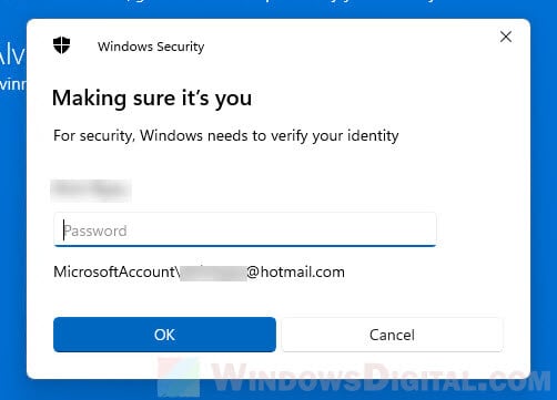 Making sure it is you Windows 11