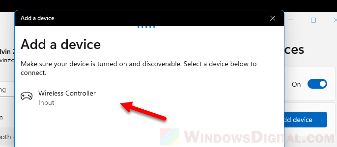 Manual pairing wireless controller Windows 11