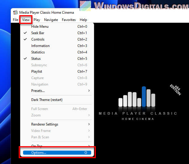 Media Player Classic View Options