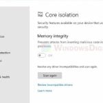 Memory Integrity can't be turned on Windows 11