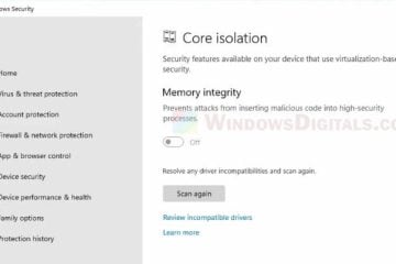 Memory Integrity can't be turned on Windows 11