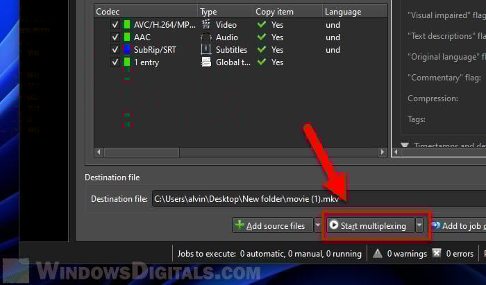 Merge SRT subtitles with MKV using MKVToolNix