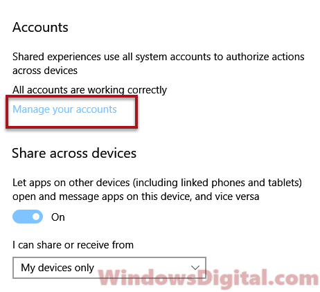 Manage your accounts