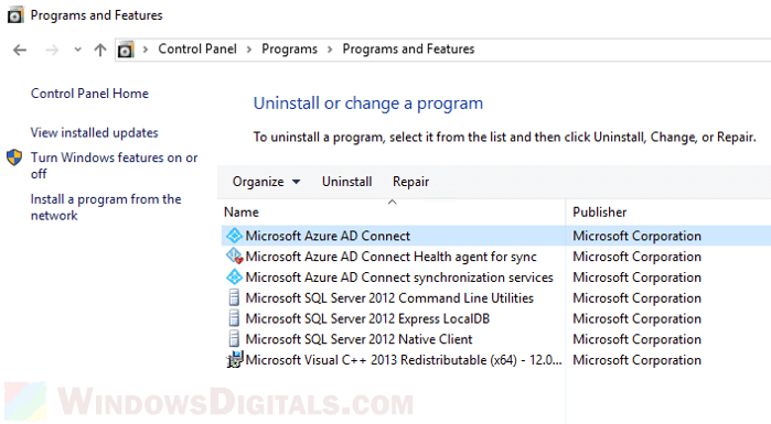 Microsoft Azure AD Connect Windows Server