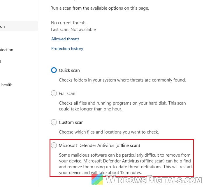 Microsoft Defender offline scan Windows 11
