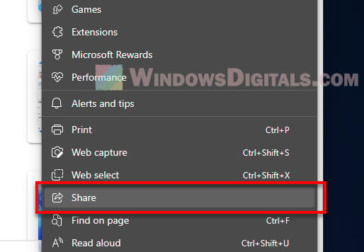 Microsoft Edge Share button