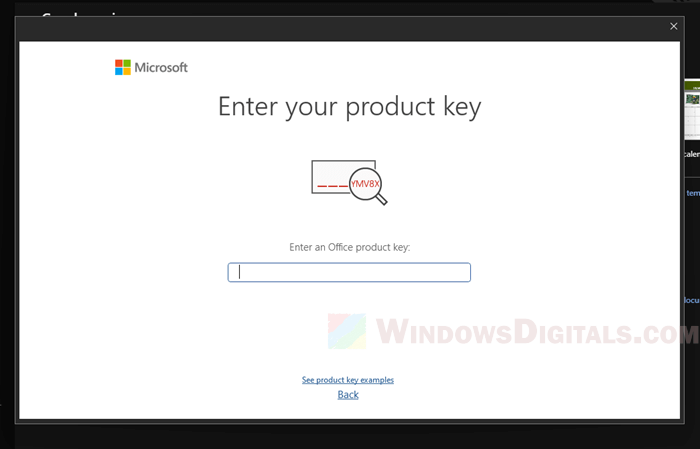 Microsoft Office 2021 2019 Enter your product key phone activation