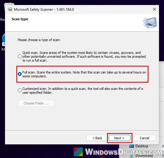 Microsoft Safety Scanner full scan Windows 11